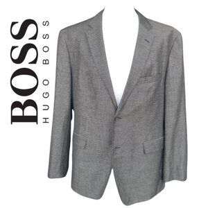 Hugo Boss 42R Linen & Wool Grey Check Sport Jacket, Dugger's of Halifax